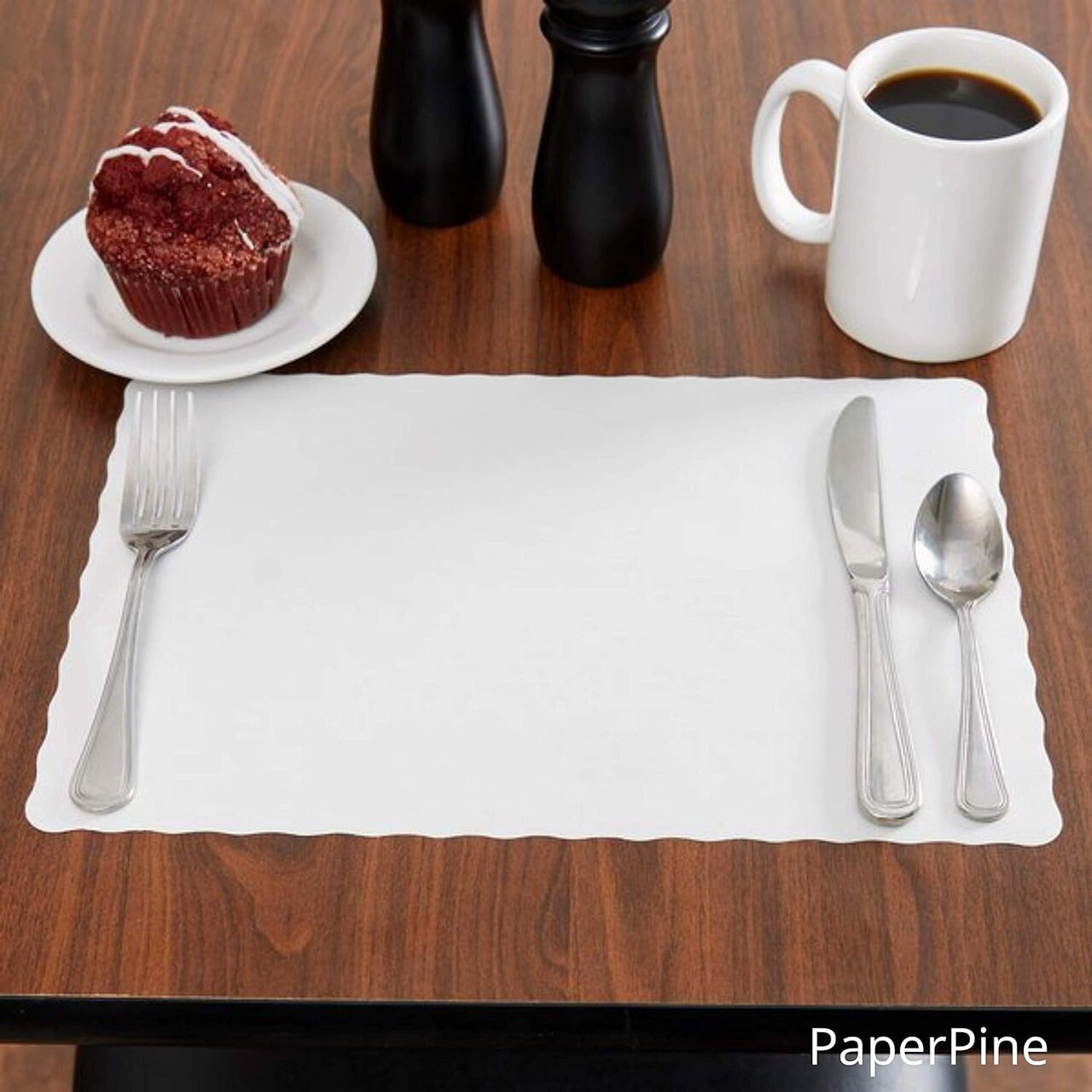 Paper Placemats for Dining Table – Disposable Scalloped Edges Blank Table Mats Great for Parties and Christmas Table Decorations 10"x14" 50 Pack (White)